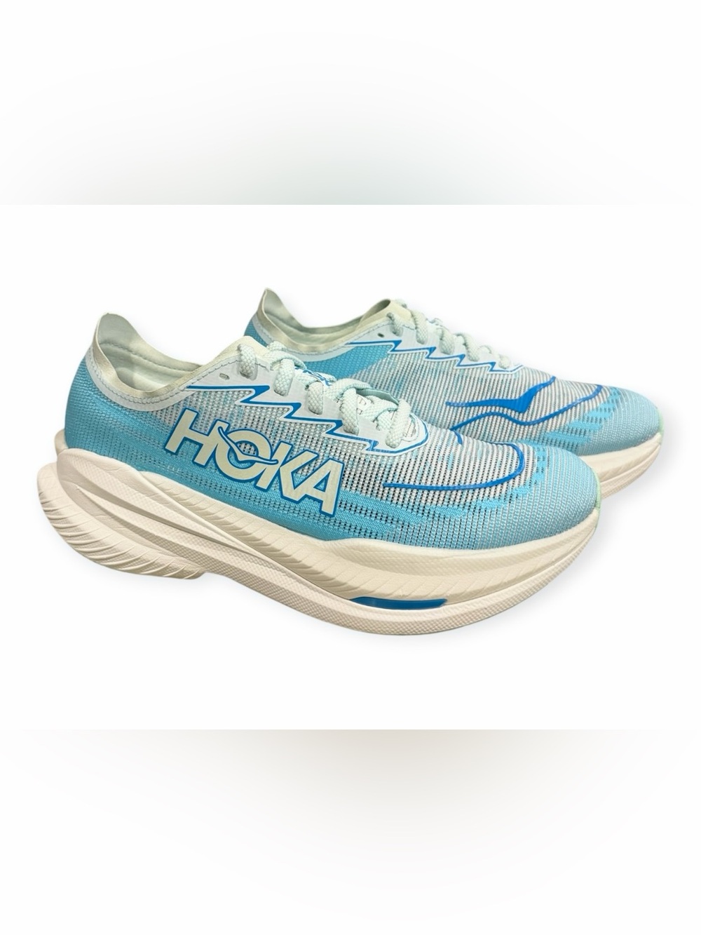 Hoka Mach X2 Shoes Snow Melt Blue Spark Women's 10.5 B Medium Athletic Comfort